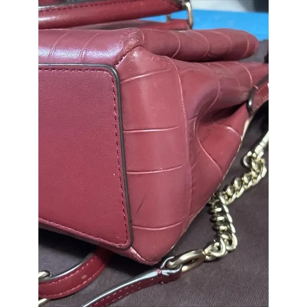 Coach Crocodile Leather Handbag Shoulder Bag Red‎ Beautiful